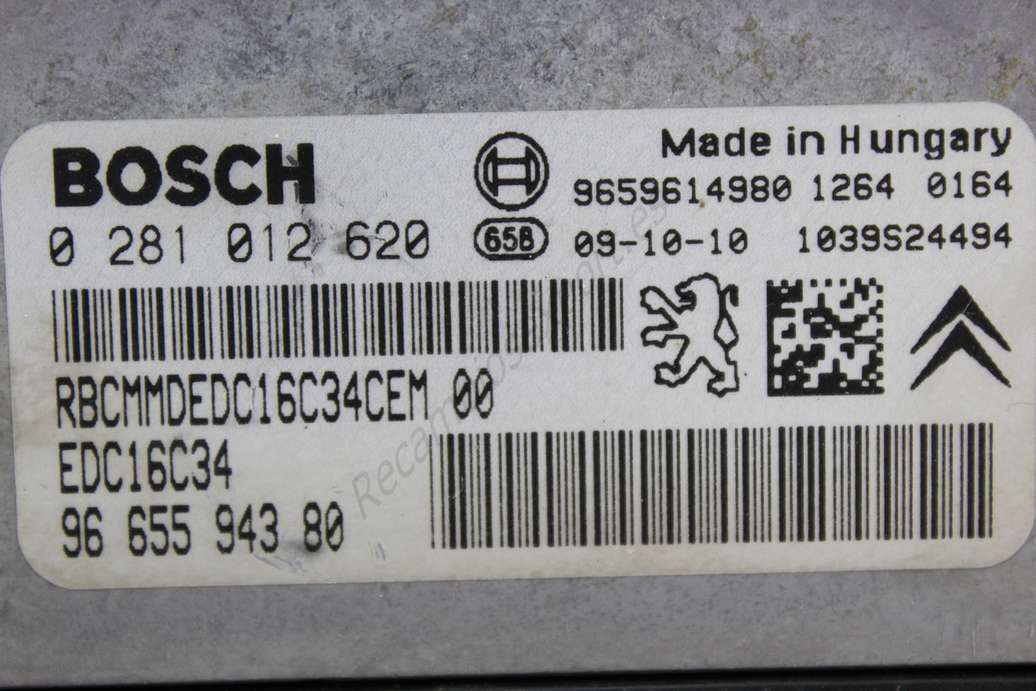 Centralita del motor Peugeot Citroen Berlingo 9665594380 96 655 943 80 9659614980 Bosch 0281012620 0 281 012 620 - foto 2