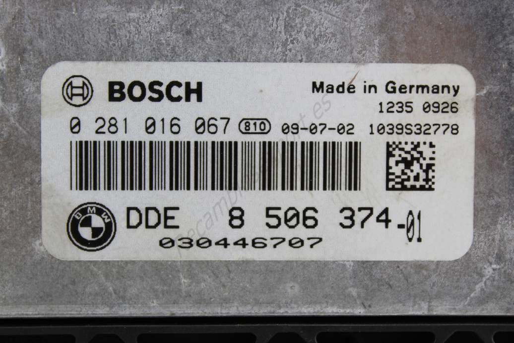 Centralita del motor ECU UCE Bosch   0281016067 0 281 016 067 BMW E60 DDE850637401 DDE 8 506 374 01 DDE8506374 DDE 8 506 374 - foto 2