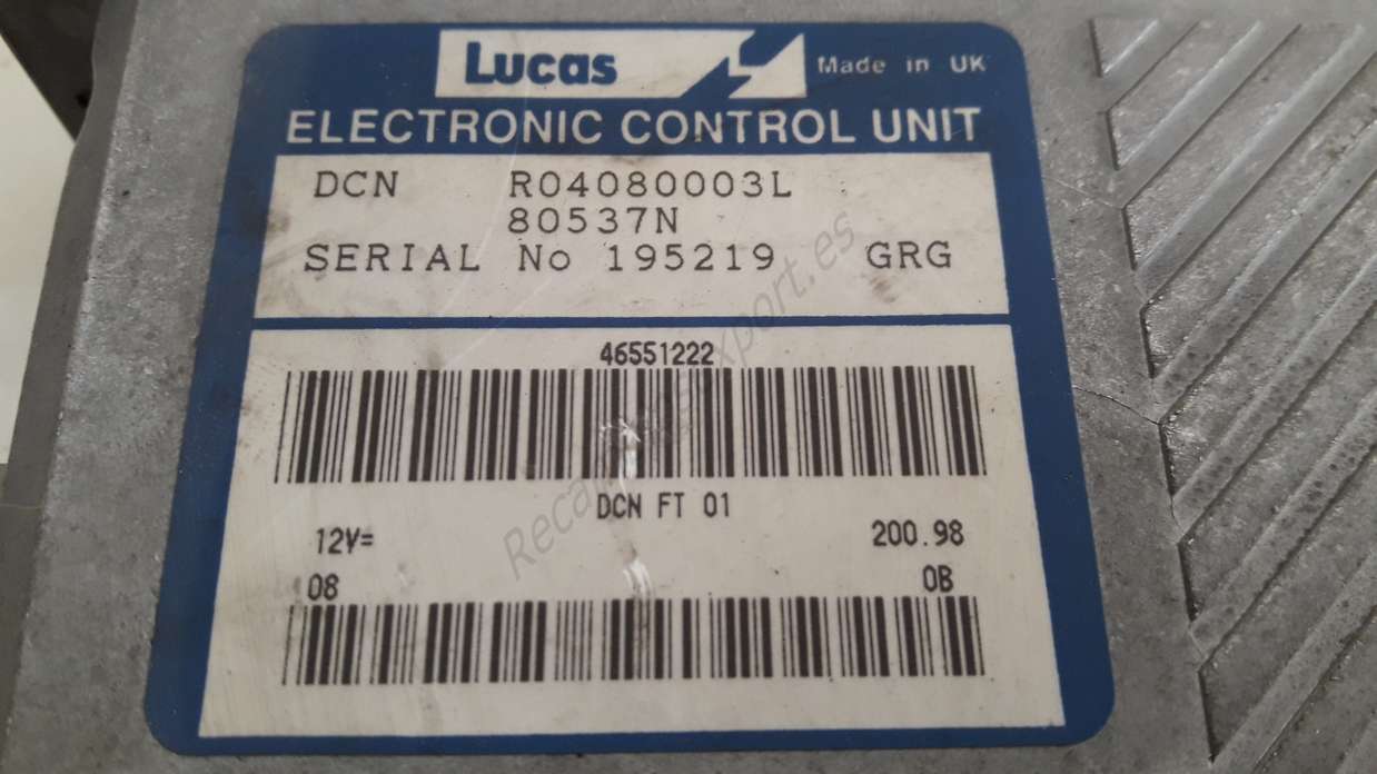 Centralita del motor Fiat Bravo Marea 46551222 R04080003L 80537N - foto 2