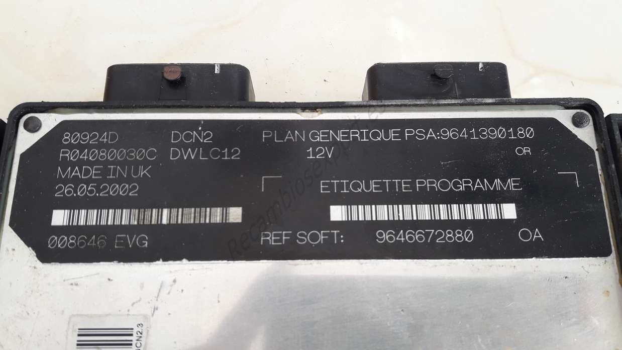 Centralita del motor Grupo PSA Peugeot 206 R04080030C 9641390180 9646672880 - foto 2
