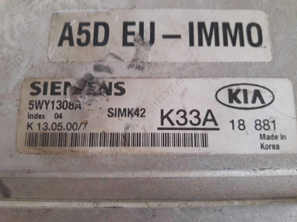 Centralita del motor Kia Rio K33A18881 K33A 18 881 SIEMENS 5WY1308A SIMK42 - foto 2