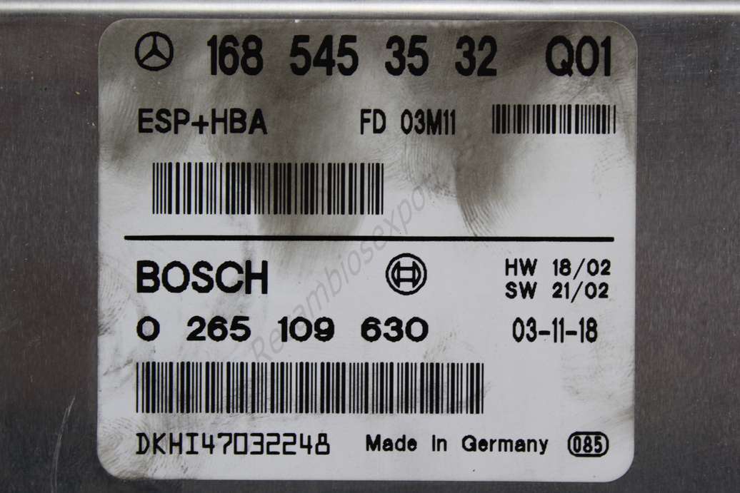 Centralita del motor Mercedes  W168 W169 1685453532 Q01 168 545 35 32 Bosch 0265109630 0 265 109 630 - foto 2