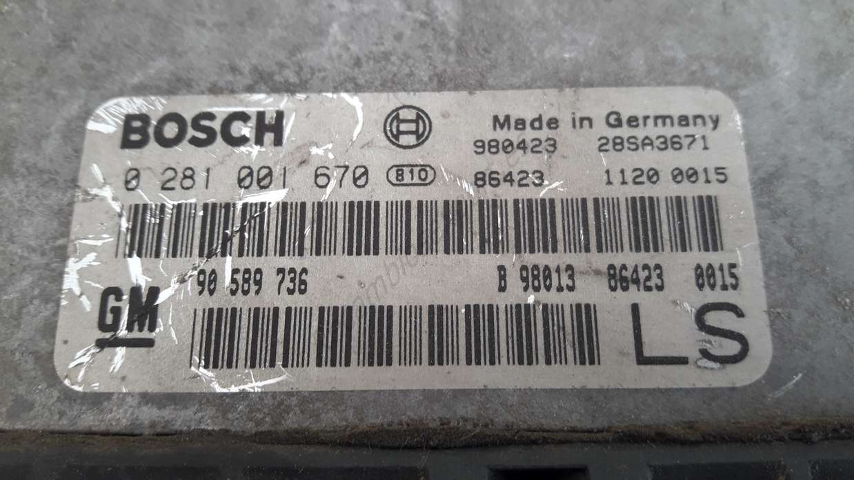 Centralita del motor Opel Astra G LS GM 90589736LS 90 589 736 LS 90589736 BOSCH 0281001670 0 281 001 670 990521 28SA3739 - foto 2