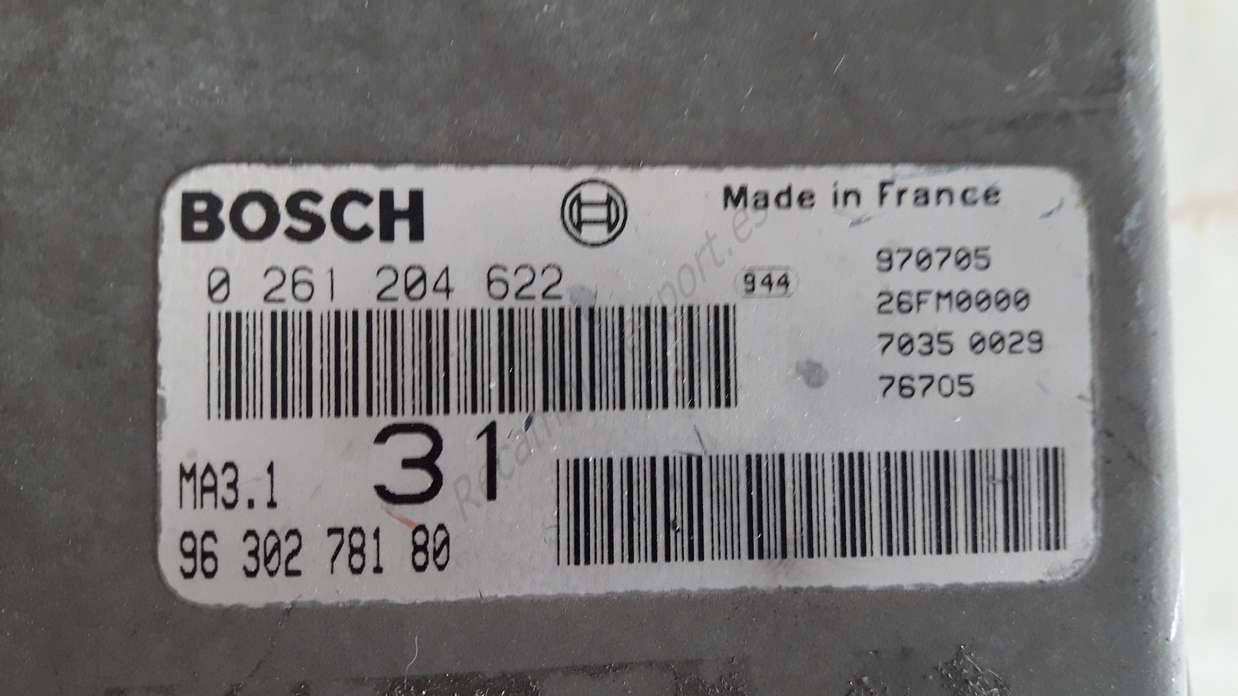 Centralita del motor Peugeot 106 Citroen Saxo 9630278180 96 302 781 80 BOSCH 0261204622 0 261 204 622 - foto 2