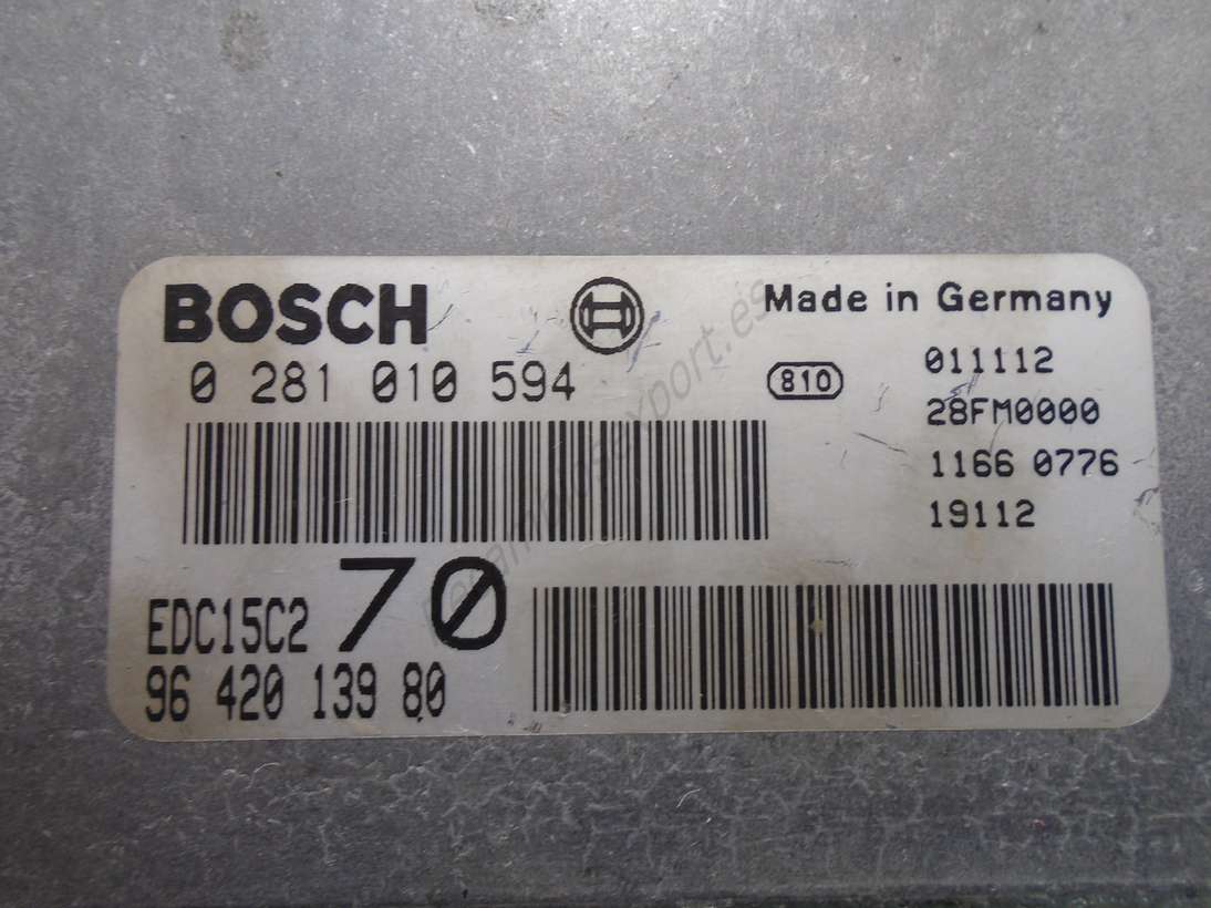 Centralita del motor Peugeot 206 HDI BOSCH 0281010594 0 281 010 594 9642013980 96420 139 80 EDC15C2 - foto 2