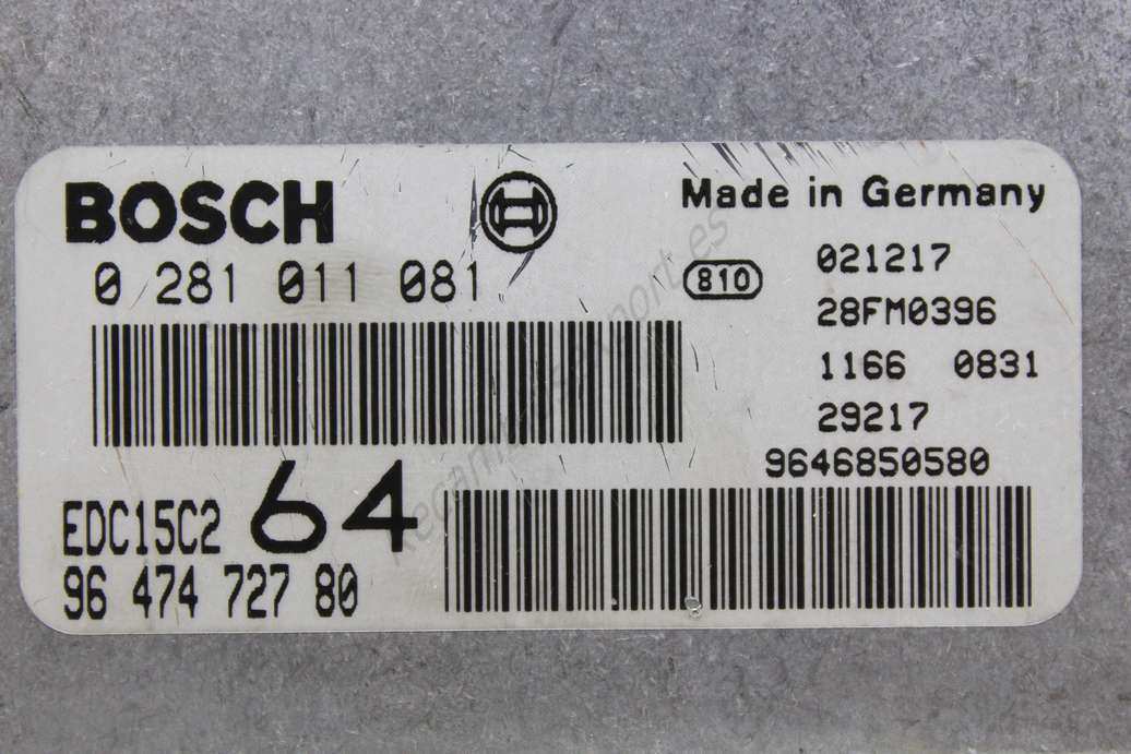 Centralita del motor Peugeot 307 9647472780 96 474 727 80 EDC15C2 Bosch 0281011081 0 281 011 081 28FM0396 9646850580 - foto 2