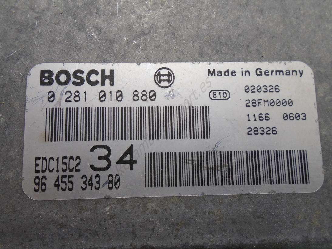 Centralita del motor Peugeot 607 0281010880 0 281 010 880 EDC15C2 34 9645534380 96 455 343 80 28FM0000 - foto 2
