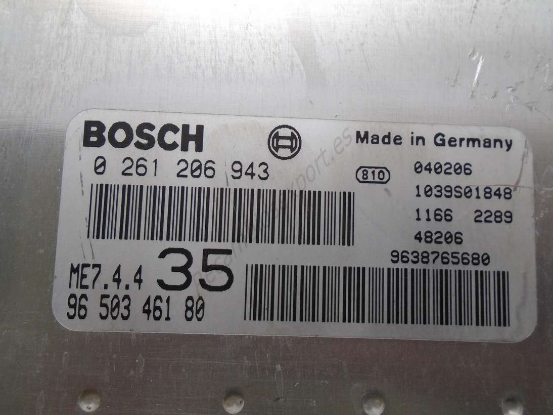 Centralita del motor Peugeot 9650346180 96 503 461 80 ME74435 ME7. 4. 4 35 BOSCH 0 261 206 943 0261206943 - foto 2