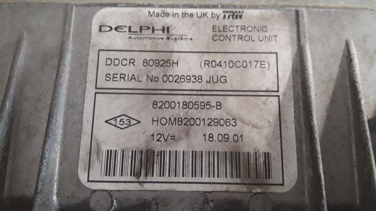 Centralita del motor Renault Cilo   8200180595-B 8200180595B HOM8200129063 DELPHI R0410C017E - foto 2