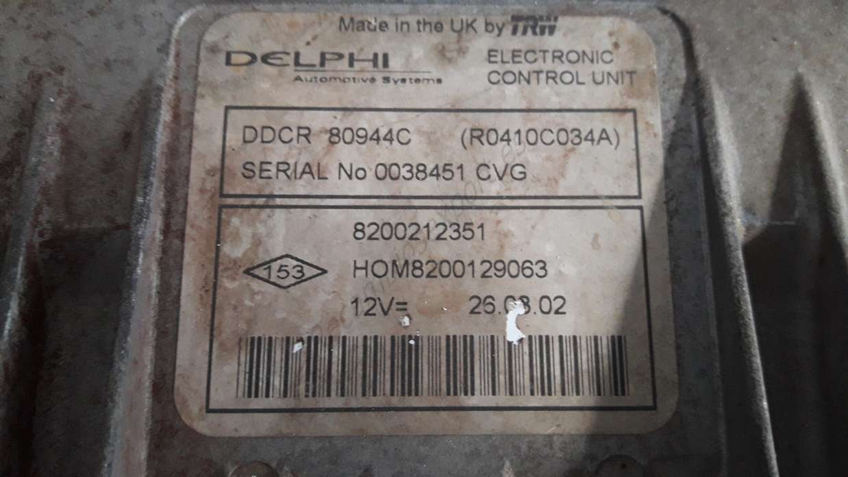 Centralita del motor Renault Clio 8200212351 HOM8200129063 DELPHI R0410C034A - foto 2