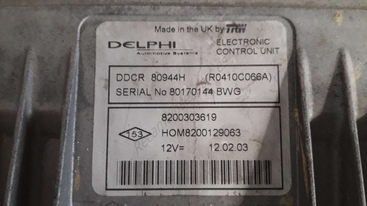Centralita del motor Renault Clio 8200303619 H0M8200129063 DELPHI R0410C066A - foto 2