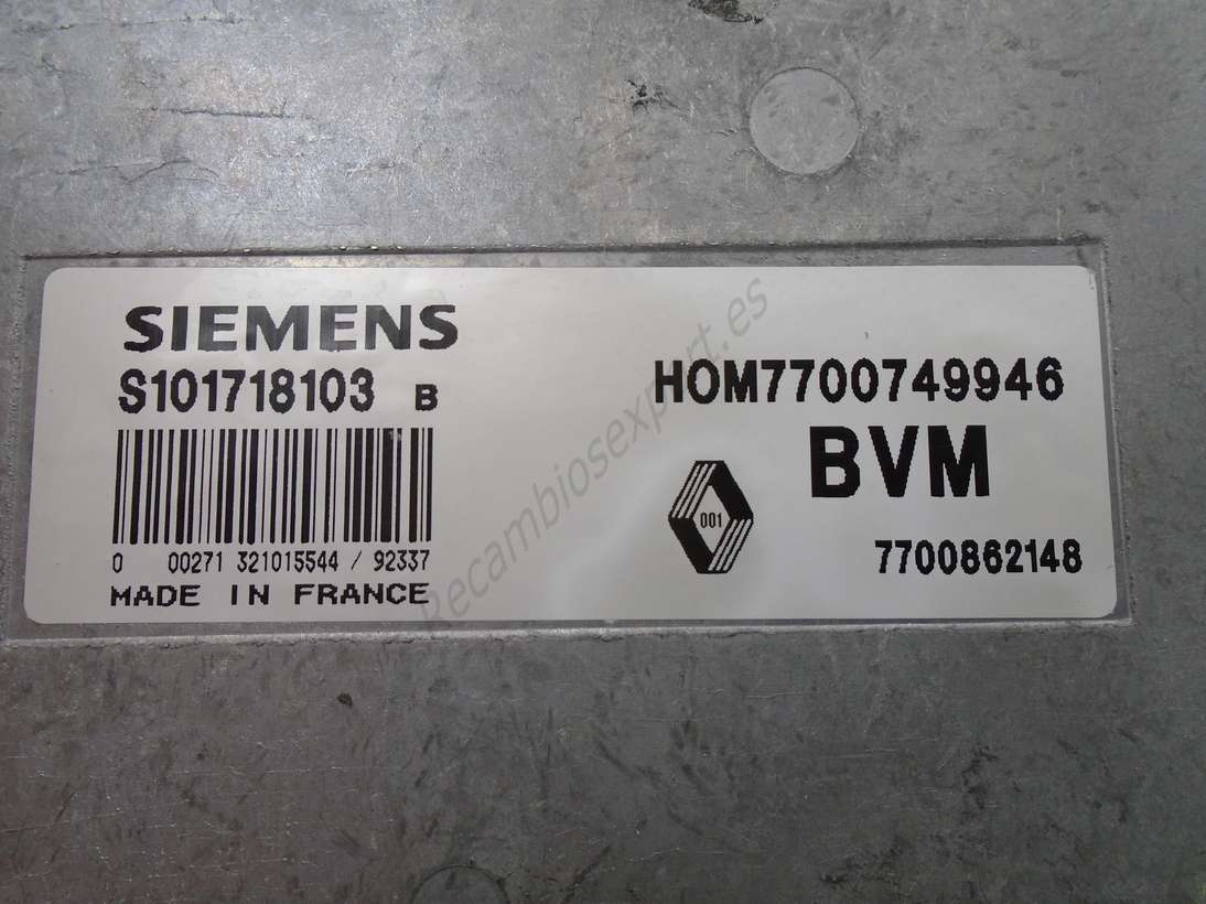 Centralita del motor Renault Clio SIEMENS S101718103B S101718103 B BVM HOM7700749946 7700749946 - foto 2