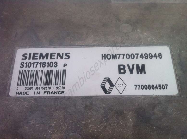 Centralita del motor Renault Clio SIEMENS S101718103P S101718103 P BVM HOM7700749946 7700749946 7700864507 - foto 2