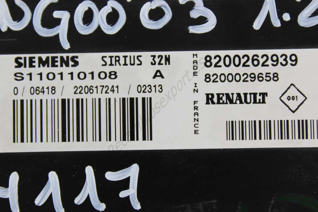 Centralita del motor Renault Kangoo 8200262939 8200029658 Siemens S110110108A S110110108 A Sirius 32N - foto 2