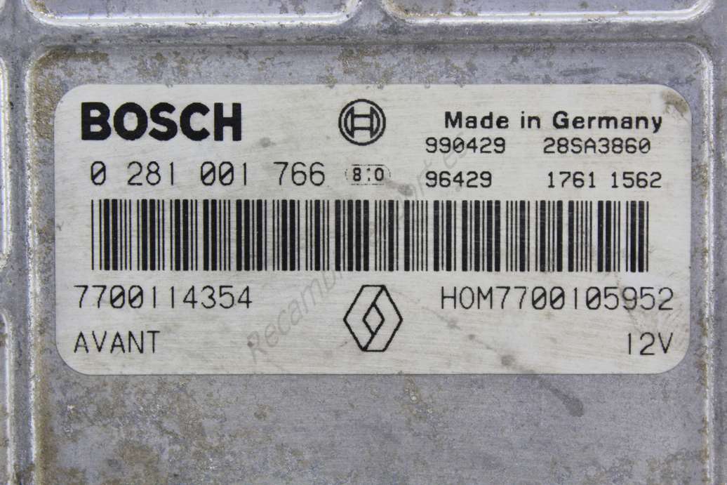 Centralita del motor Renault Laguna 0281001766 00 281 001 766 7700114354 HOM7700105952 - foto 2