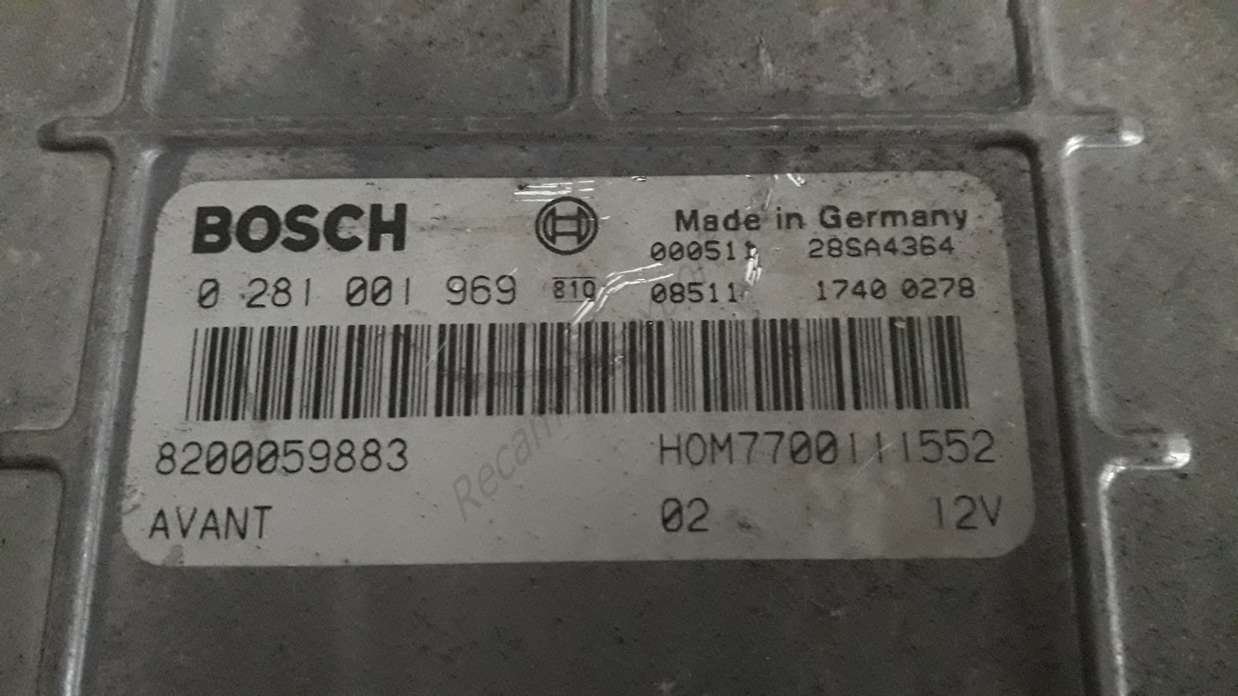 Centralita del motor Renault Megane 8200059883 HOM 7700111552 HOM7700111552 BOSCH 0 281 001 969 0281001969 - foto 2