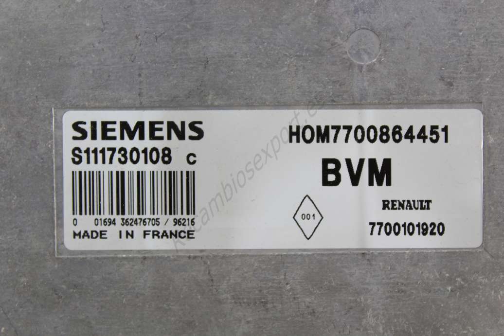 Centralita del motor Renault Megane HOM7700864451 BVM 7700101920 SIEMENS S111730108C S111730108 C - foto 2