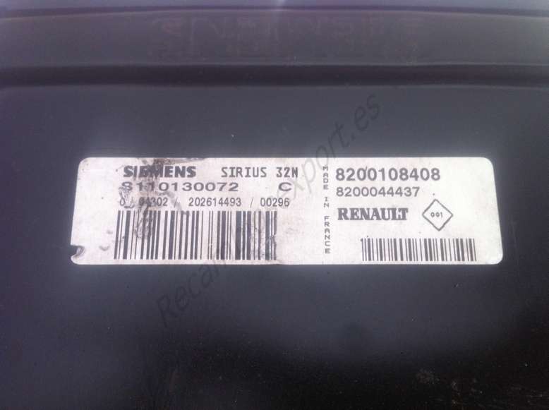 Centralita del motor Renault Megane SIRIUS 32N 8200108408 8200044437 SIEMENS S110130072C S110130072 C - foto 2