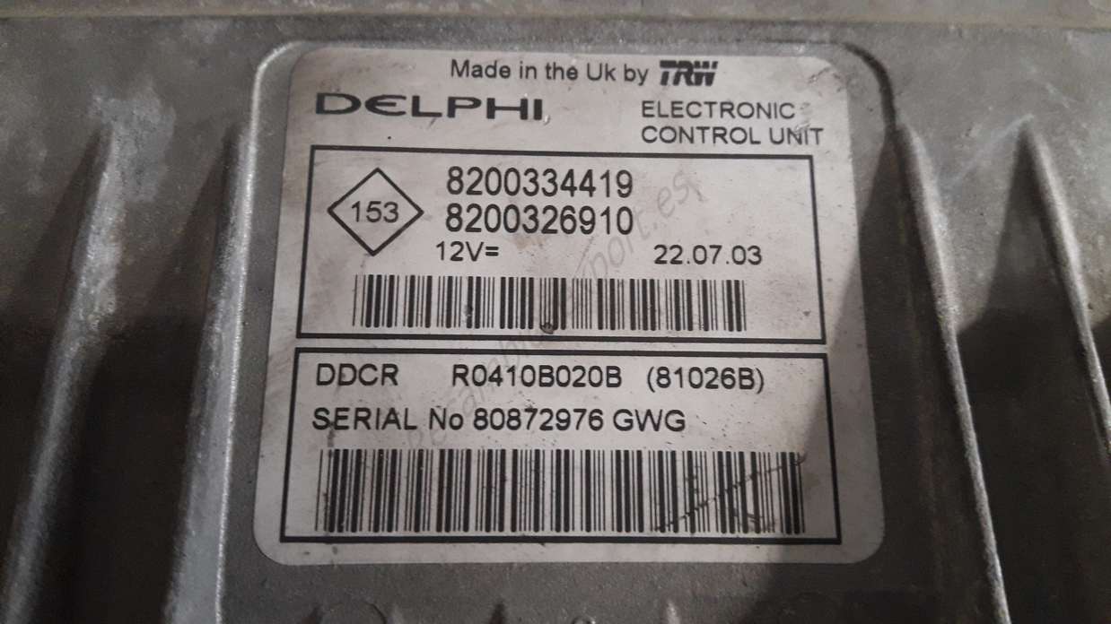 Centralita del motor Renault Megane Scenic 8200334419 8200326910  DELPHI R0410B020B - foto 2