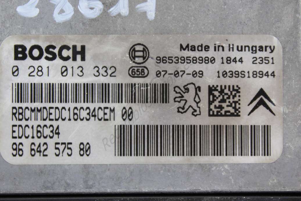 Centralita del motor UCE Peugeot 307 308 Citroen C4 9653958980 9664257580 96 642 575 80 Bosch 0281013332 0 281 013 332 1039S18944 - foto 2