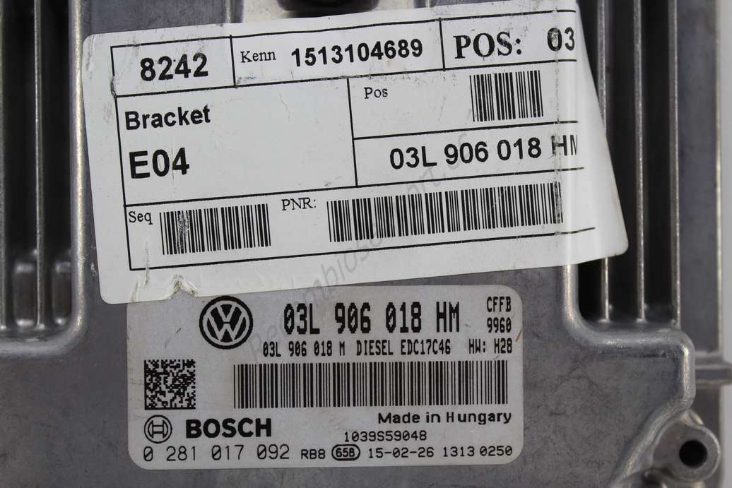 Centralita del motor Volkswagen Sharan Seat Alhambra VAG 03L906018HM 03L 906 018 HM Bosch 0281017092 0 281 017 092 1513104689 1039S59048 - foto 2