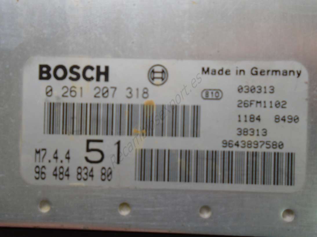 Centralita motor CITROEN XSARA PICASSO BOSCH 0 261 207 318 0261207318 96 534 926 80 9653492680 9643897580 M7 4 4 M744 - foto 2