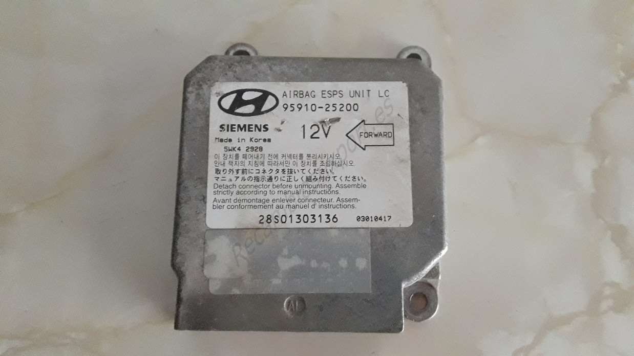 Centralita de airbag Hyundai Accent 9591025200 95910-25200 SIEMENS 5WK42928  5WK4 2928 - foto 1