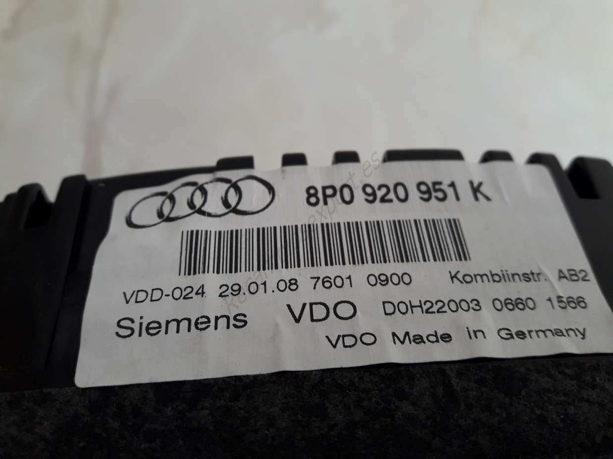 Kombiinstrument Tacho Audi A3 8P0920951K 8P0 920 951 K VDO 110.080296.045 - foto 3