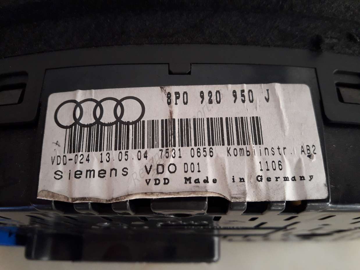 Kombiinstrument Tacho MPH Audi A3 8P0920950J 8P0 920 950 J VDO 110.080.296005 - foto 3