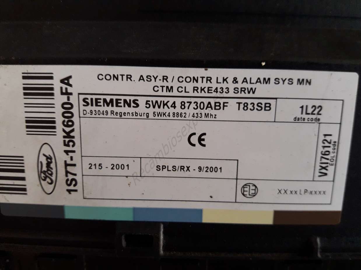 Komfortsteuergerät Ford Focus 1S7T15K600FA 1S7T-15K600-FA SIEMENS 5WK48730ABF - foto 2