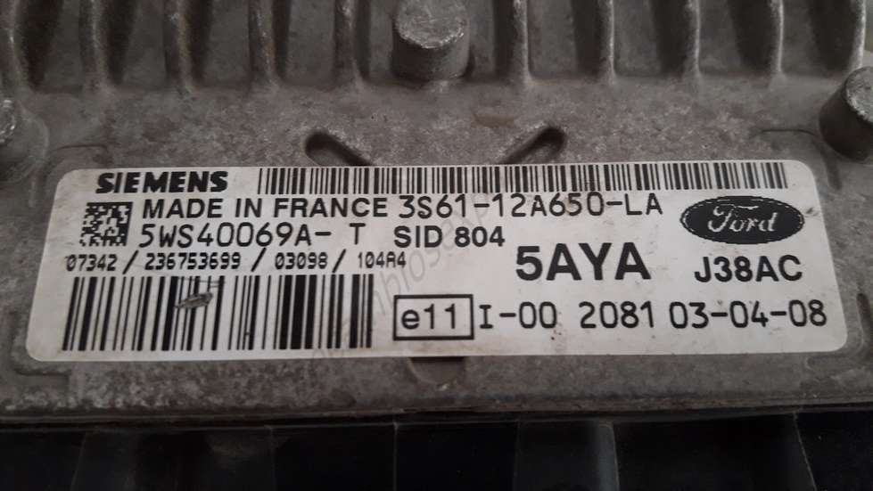 Motorsteuergerät Ford Fiesta Mazda 3 3S6112A650LA 3S61-12A650-LA SIEMENS 5WS40069A-T 5WS40069AT SID 804 5AYA J38AC 5AYAJ38AC - foto 2