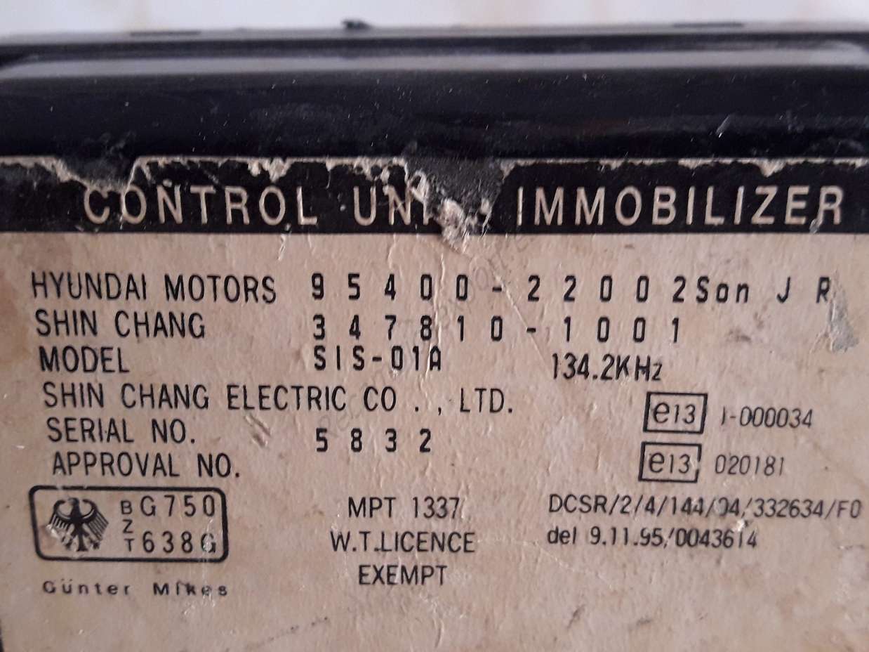 Control de la unidad de alarma inmovilizador módulo Hyundai Accent 9540022002 95400-22002 347810-1001 - foto 2