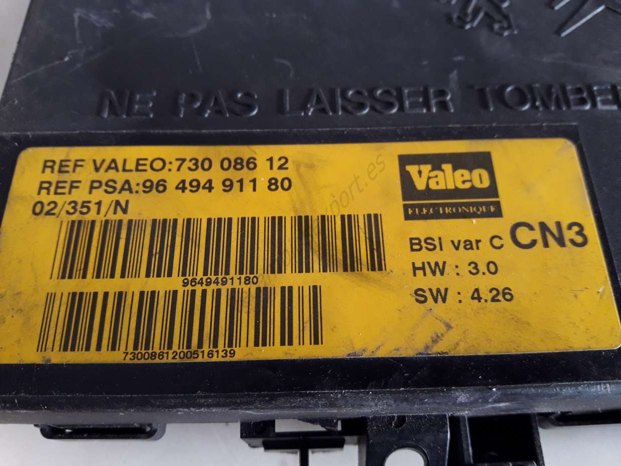BSI Caja de fusibles Citroen Xsara 9649491180 96 494 911 80 VALEO 73008612 CN3 - foto 2