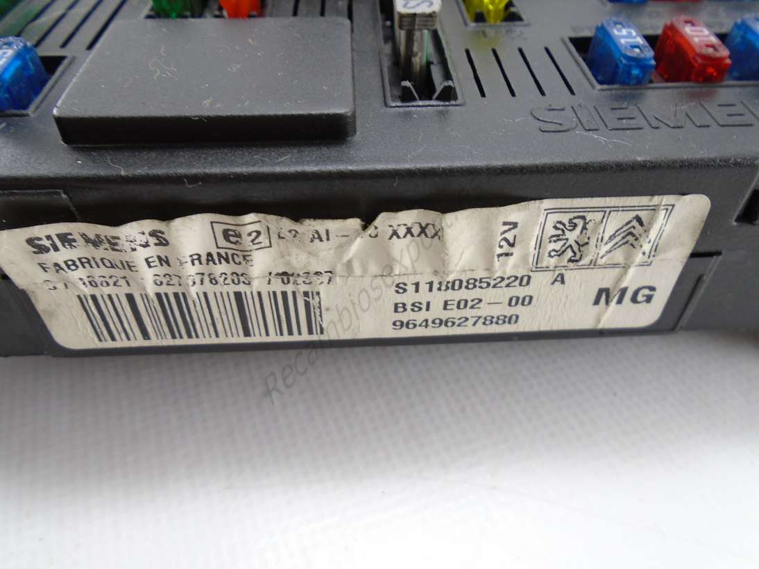 BSI Caja de fusibles Peugeot Citroen 9649627880 Siemens S118085220A S118085220 A - foto 2