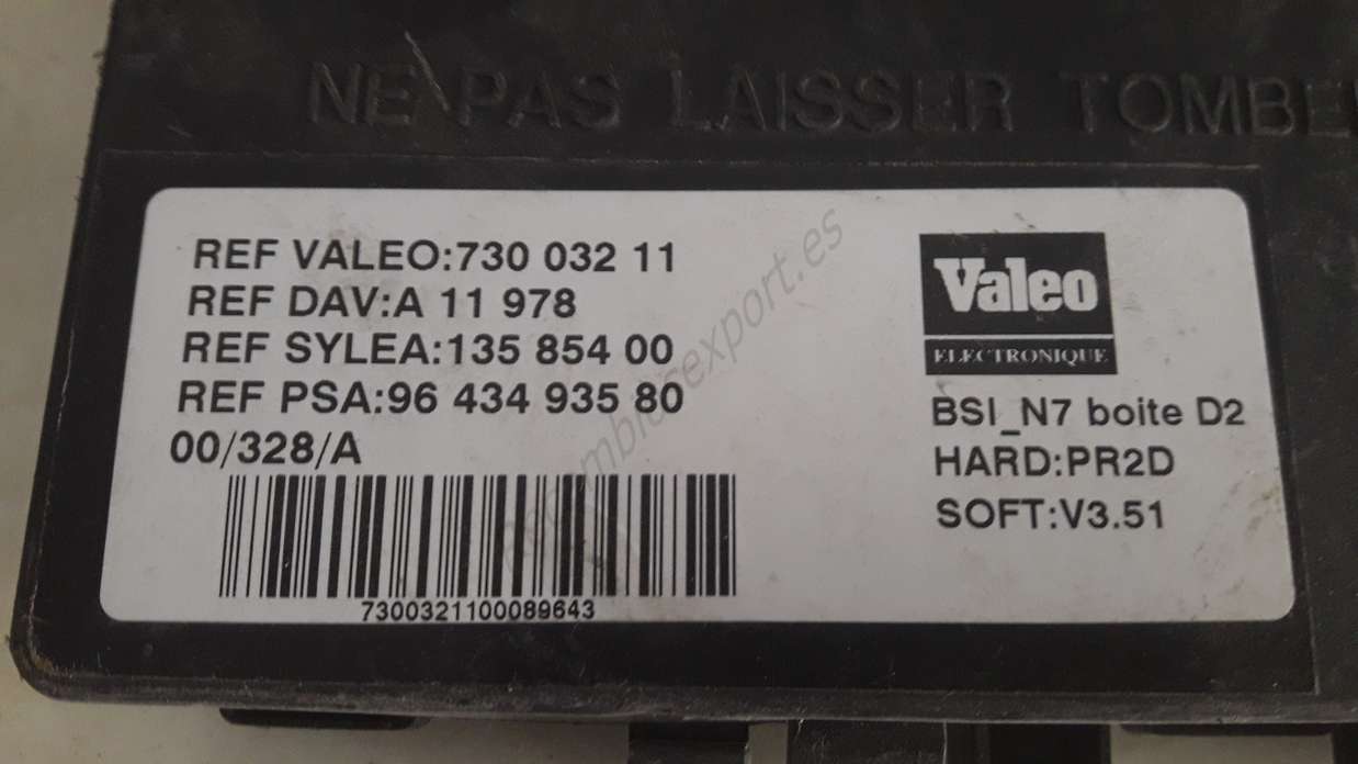 Caja de fusibles Grupo PSA Peugeot Citroen 9643493580 VALEO 73003211 BSI_N7 BSIN7 D2 - foto 2