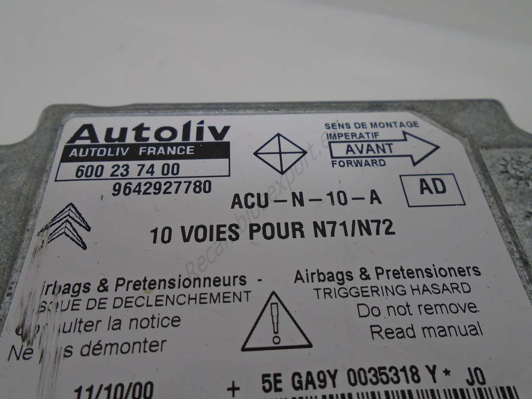Centralita Airbag Citroen Xsara 9642927780 AD AUTOLIV 600237400 600 23 74 00 - foto 2