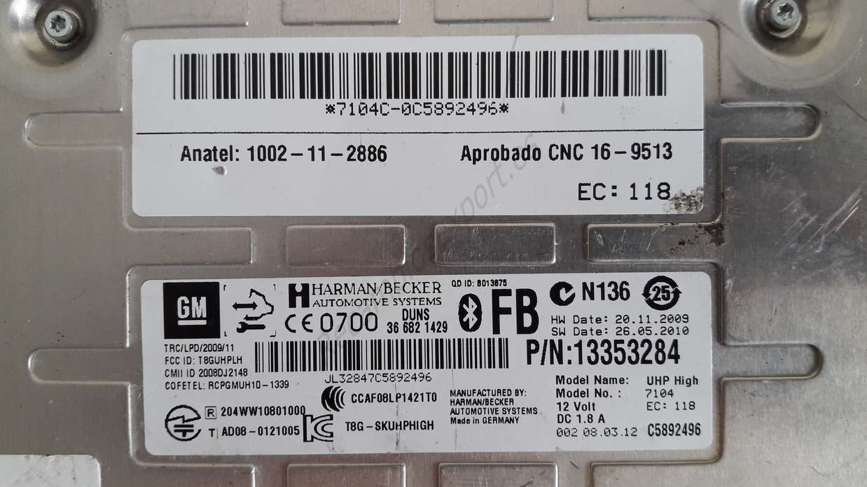Centralita Bluetooth Teléfono Opel Astra 1. 6 16V 2010 Harman Becker 366821429 13353284 Anatel 1002112886 1002-11-2886 Aprobado CNC 16 - foto 2