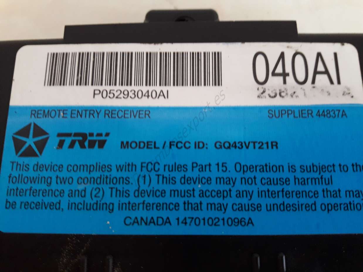 Centralita Remote Entry Receiver Chrysler P05293040AI 040AI TRW - foto 2