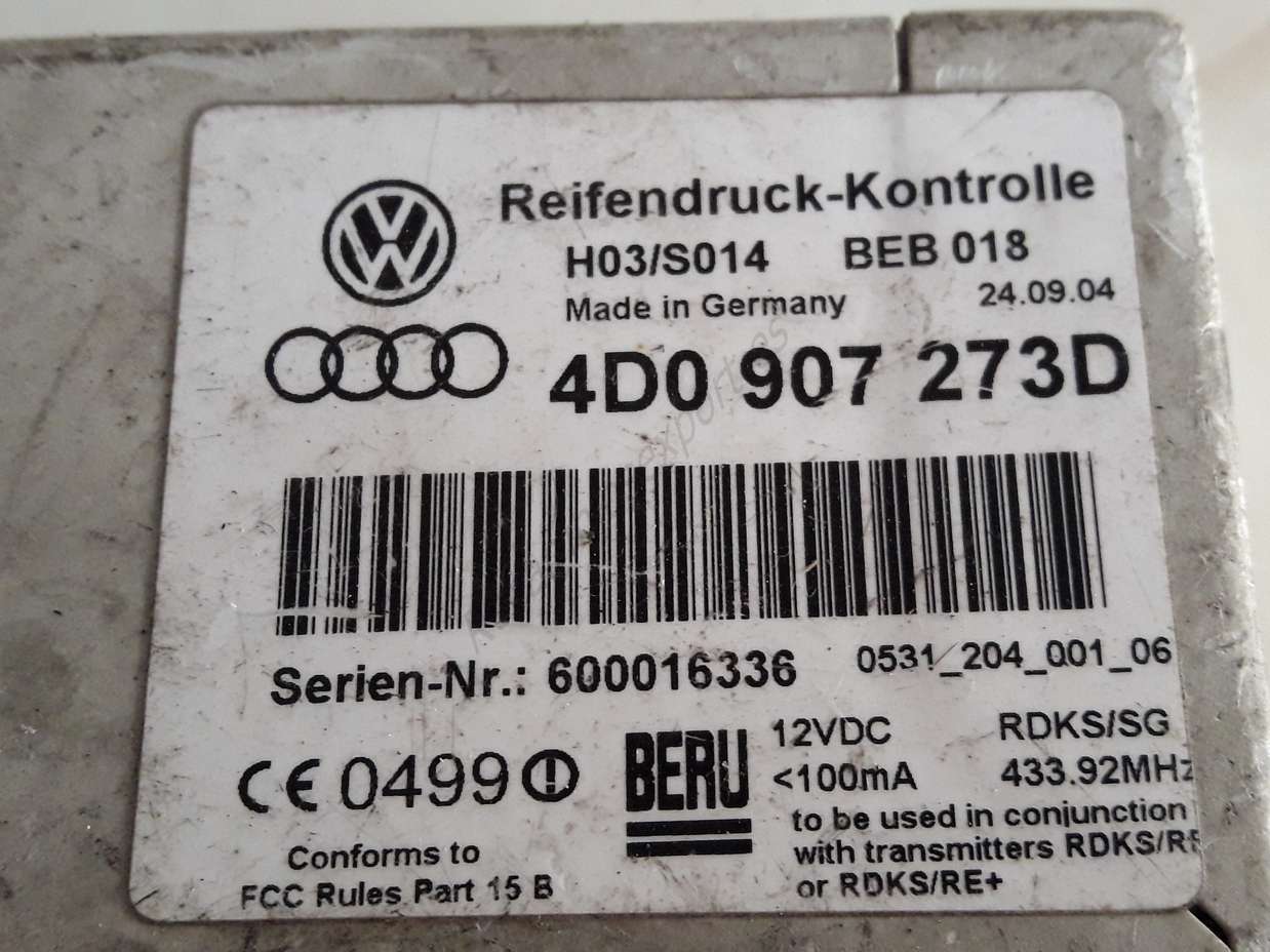 Centralita Sistema de monitoreo de presión de neumáticos Audi A6 A8 4D0907273D 4D0 907 273D - foto 2