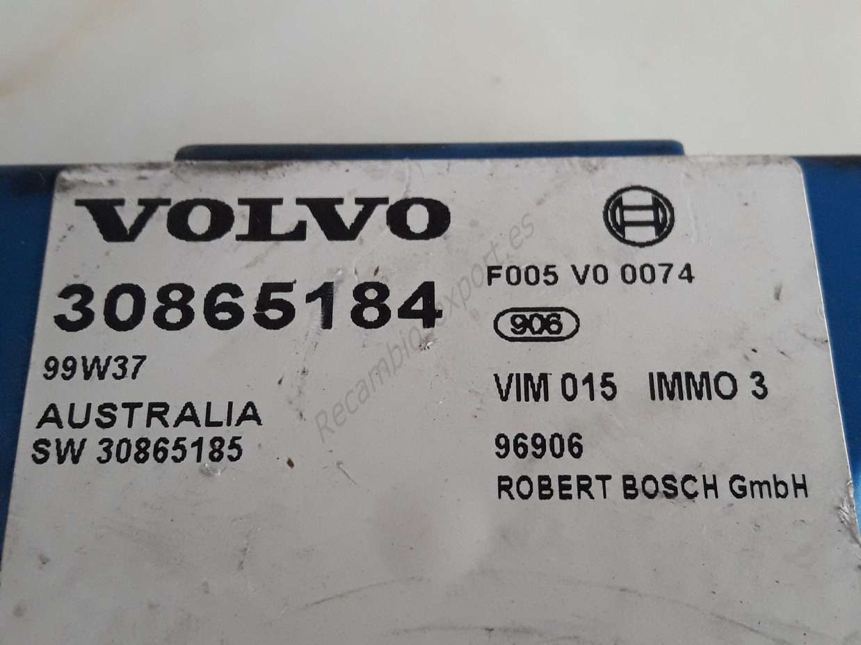 Centralita de alarma inmovilizador Volvo V40 S40 30865184 30865185 BOSCH F005V00074 - foto 2
