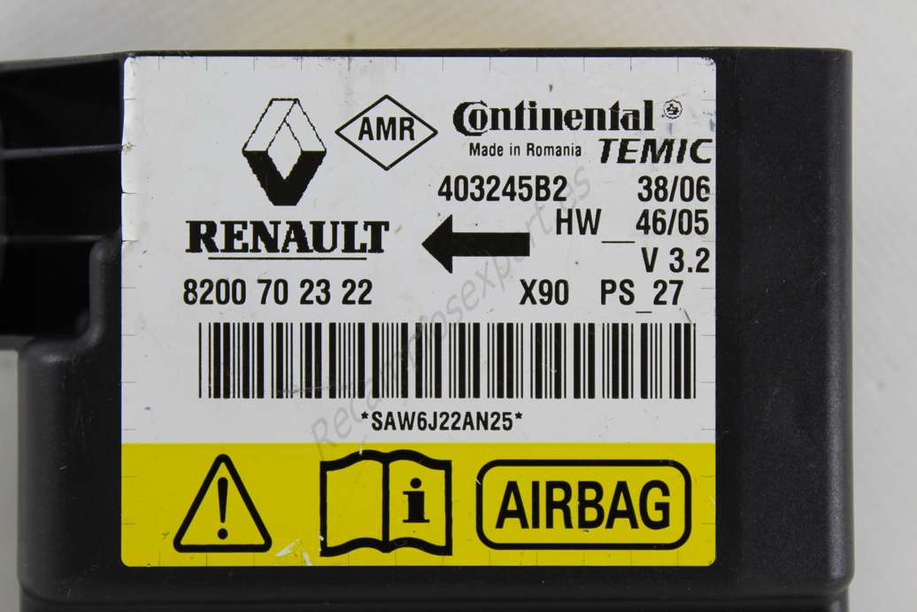 Centralita de airbag Dacia Logan 8200702322 8200 70 23 22 Temic 403245B2 - foto 2