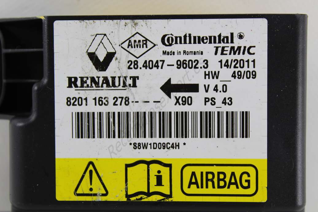 Centralita de airbag Dacia Sandero 8201163278 8201 163 278 28404796023 28.4047-9602.3 - foto 2