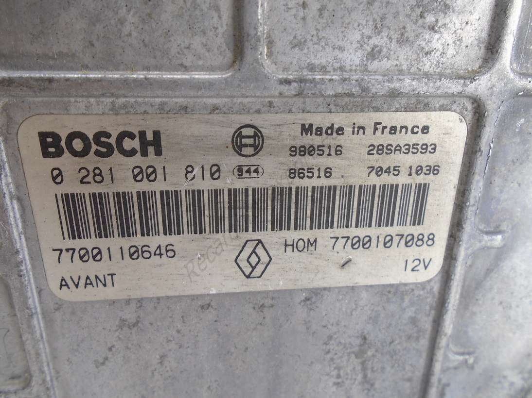 Centralita renault scenic megane bosch 0281001810 0 281 001 810 7700110646 hom 7700107088 - foto 2