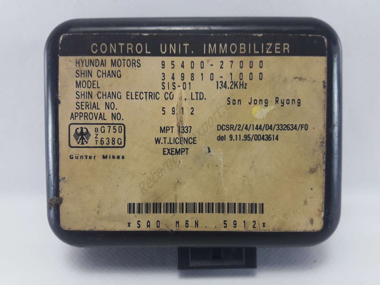 Control de la unidad de alarma inmovilizador módulo Hyundai Coupe 95400 27000 9540027000 SHIN CHANG 3498101000 - foto 1