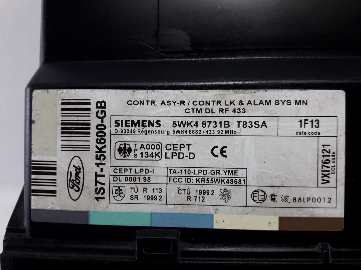 Controlador confort Ford mondeo 1s7t-15k600 -gb 1s7t15k600gb siemens 5wk48731b t83sa 5wk48731b t83sa - foto 2