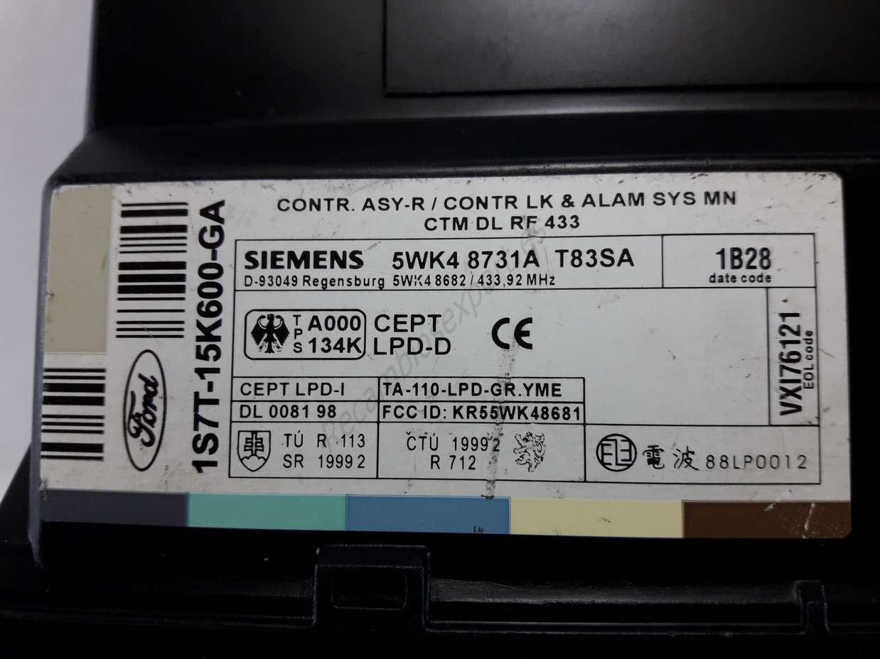 Controlador confort Ford mondeo 3 1s7t15k600ga 1s7t-15k600-ga siemens 5wk48731a 5wk4 8731a 5wk48731at83sa - foto 2