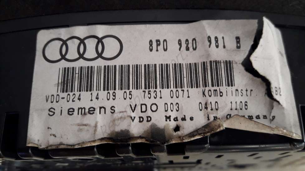 Cuadro de instrumentos Audi A3 8P0920981B 8P0 920 981 B VDO 110.080.297020 - foto 3