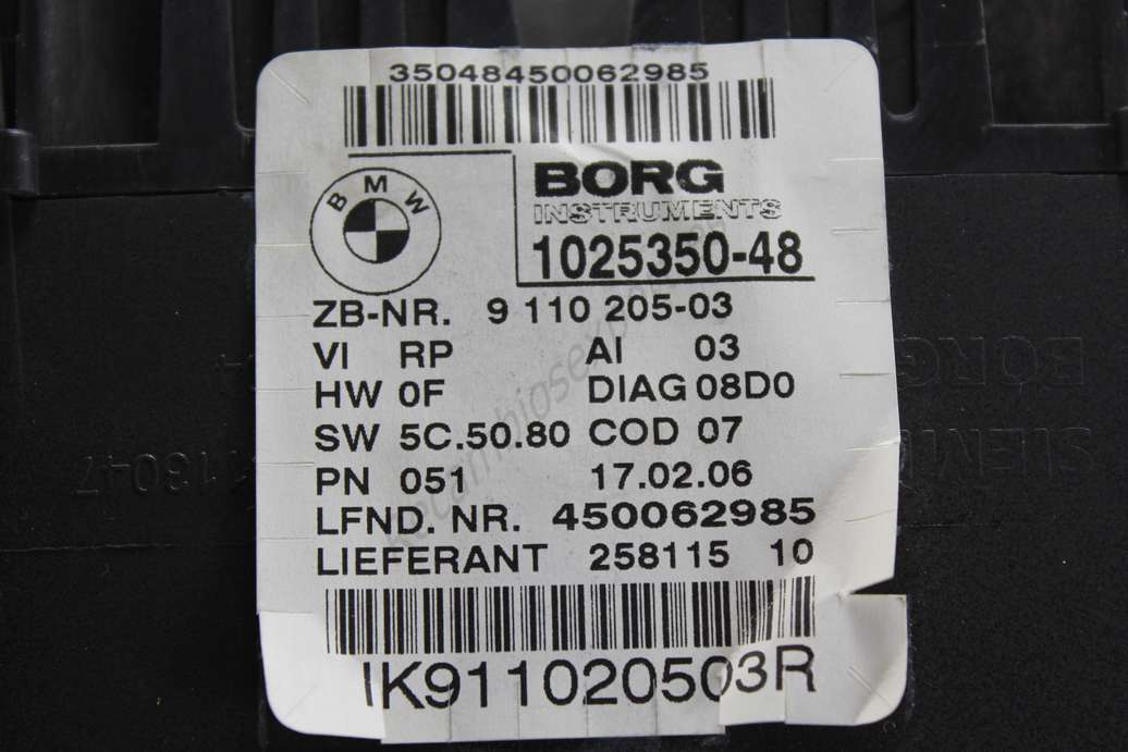 Cuadro de instrumentos BMW E90 911020503 9 110 205-03 BORG 102535048  1025350-48 - foto 2