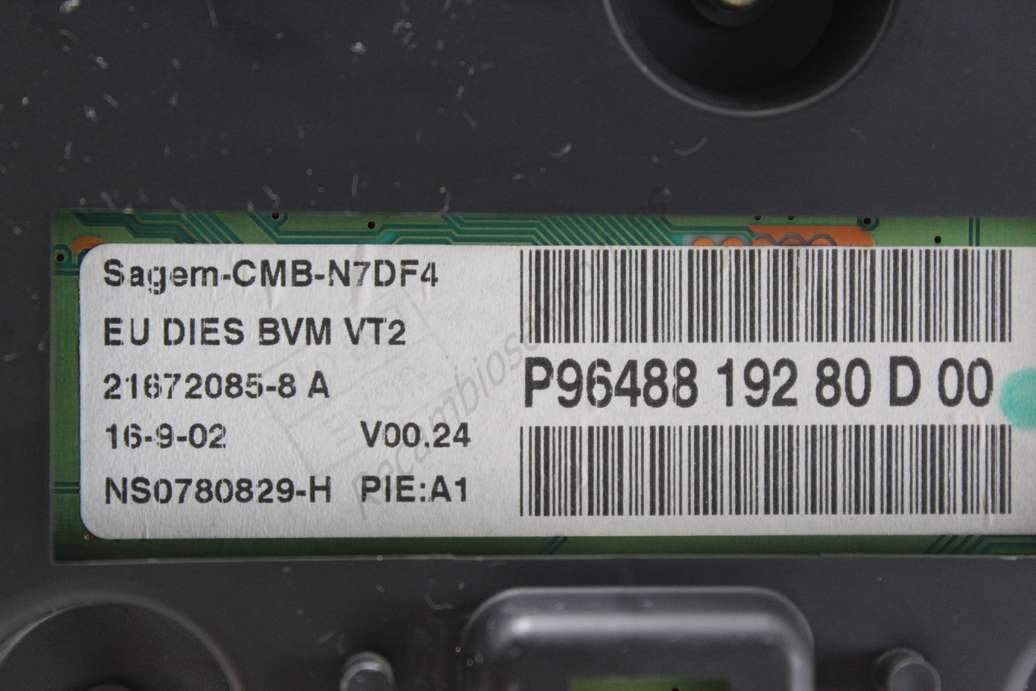 Cuadro de instrumentos Citroen Xsara 9648819280 P9648819280D P9648819280D00 P96488 192 80 D00 Sagem CMBN7DF4 Sagem-CMB-N7DF4 - foto 2