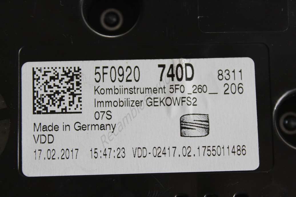 Cuadro de instrumentos Seat Leon  5F0920740D 5F0920 740D - foto 2